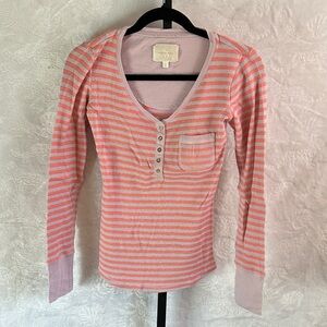 Victoria's Secret Lilac and Coral Striped Tee
